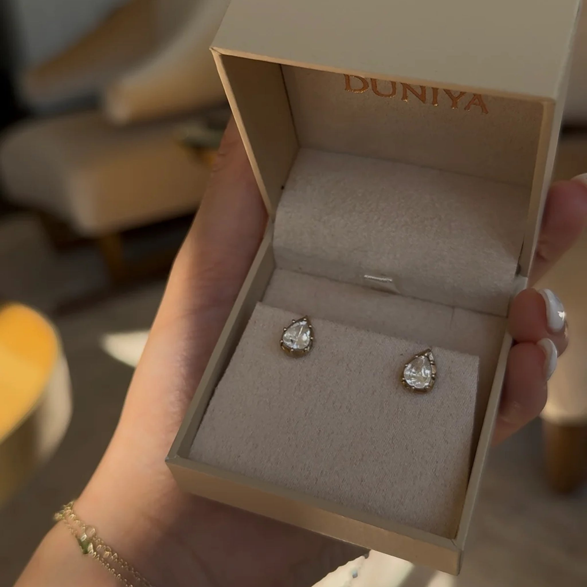 Polki Pear Studs