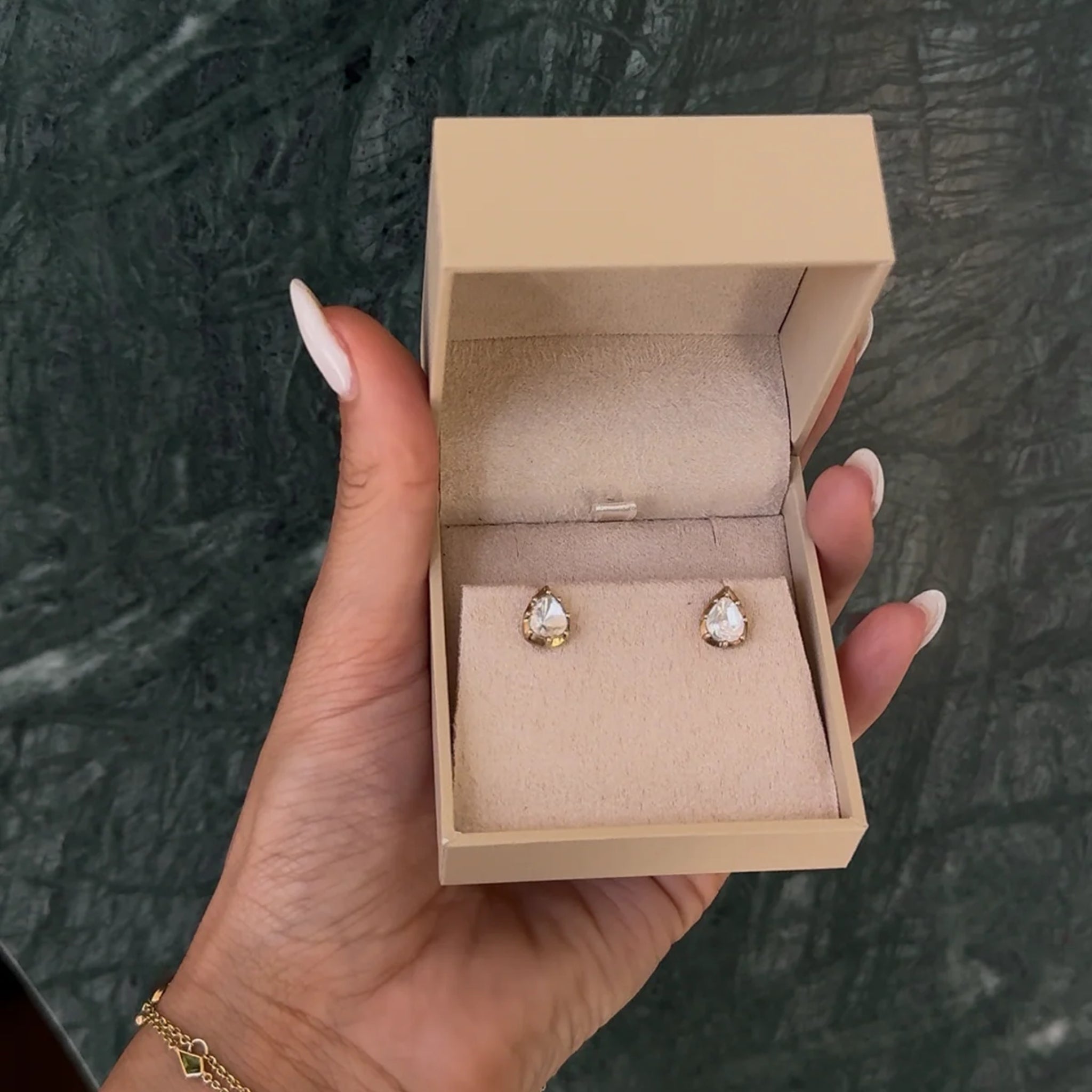 Polki Pear Studs