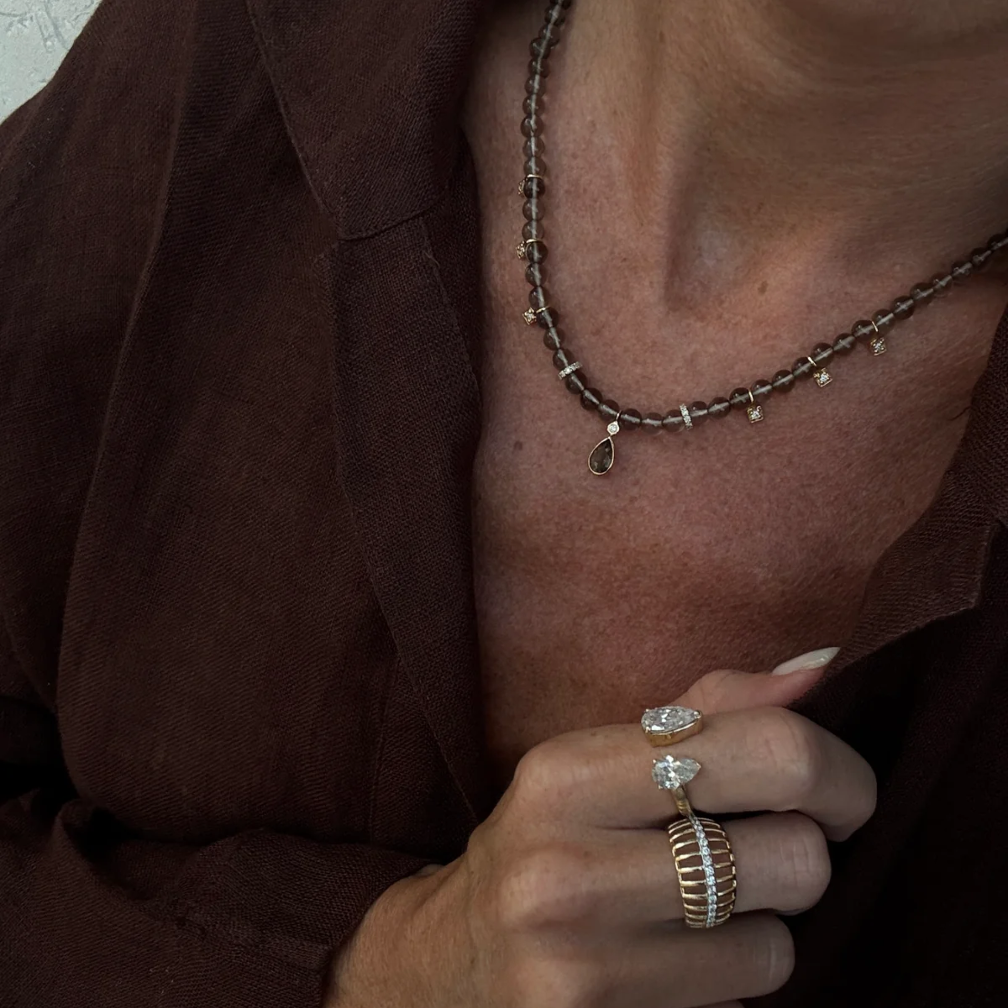 Smoky Quartz Beaded Necklace