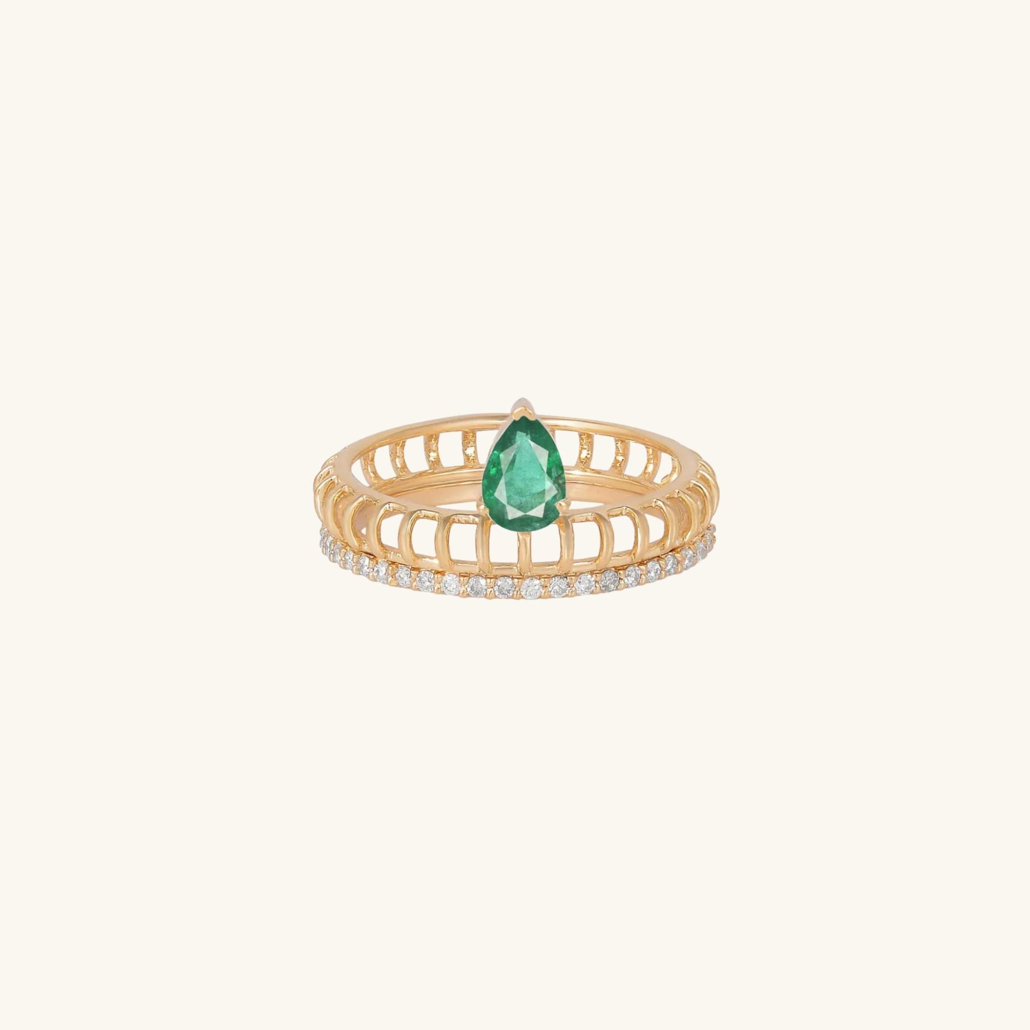 Hala Emerald Cage Ring