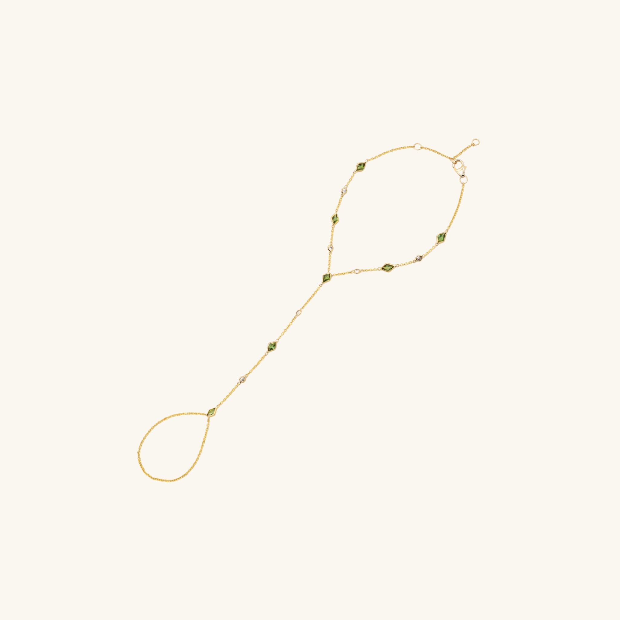 Green Tourmaline Hand Chain