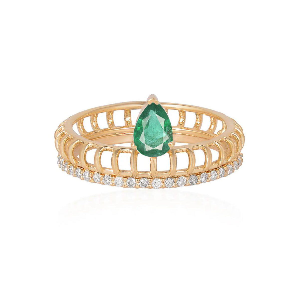 Hala Emerald Cage Ring