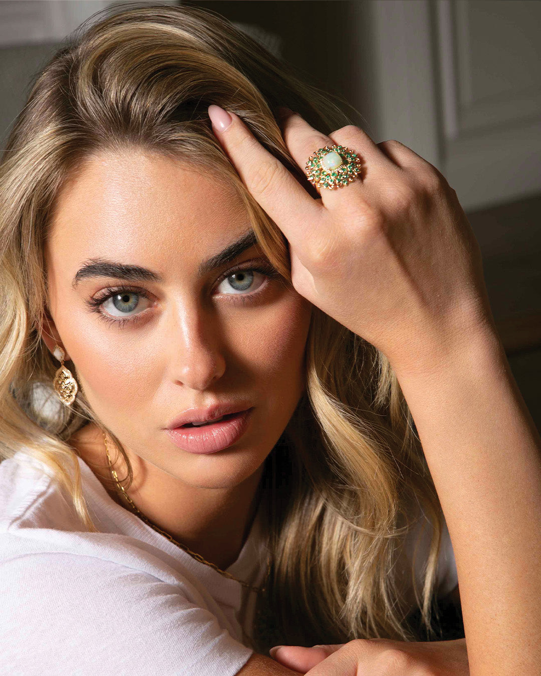 Mughal Bloom Ring on model