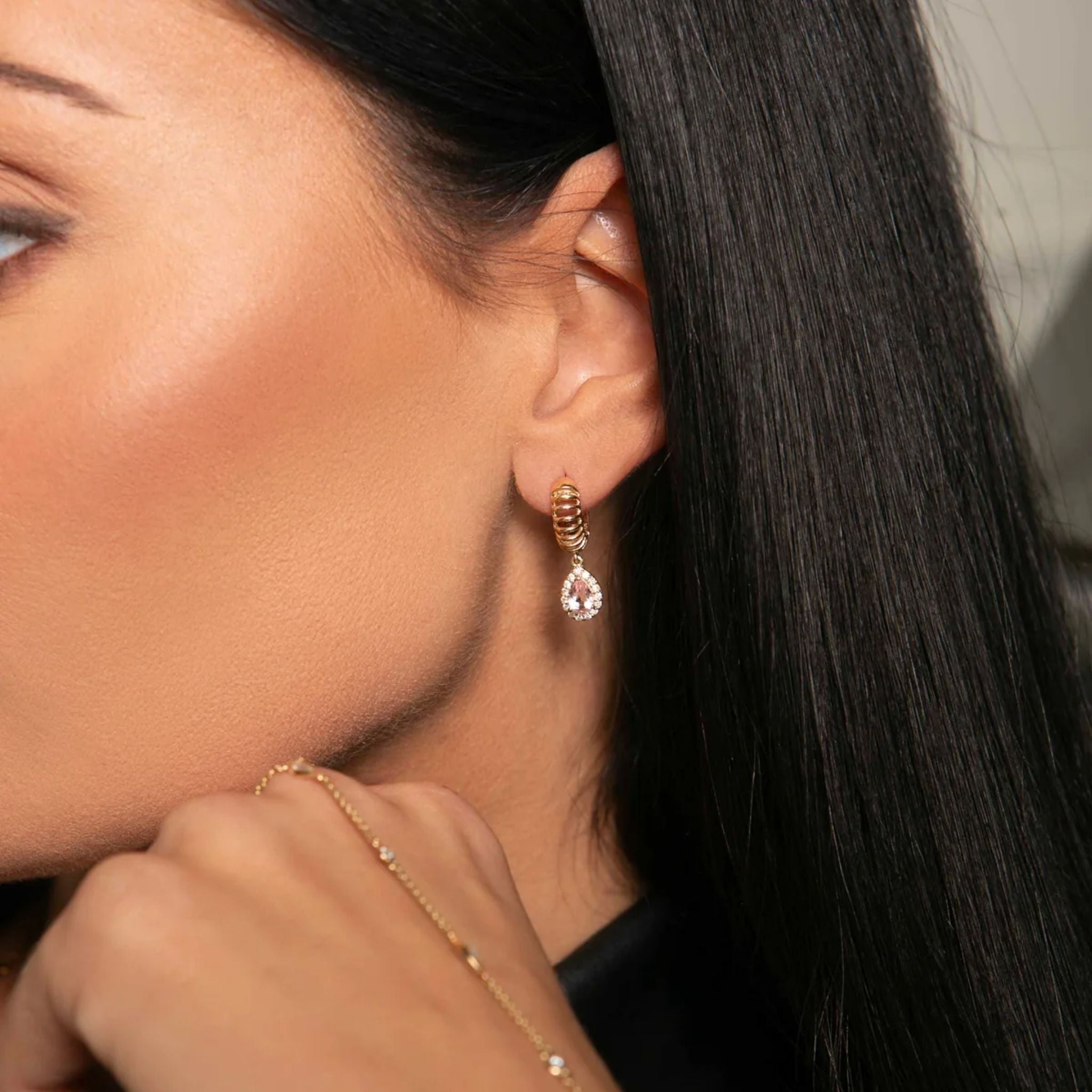 Hala Morganite Cage Hoops