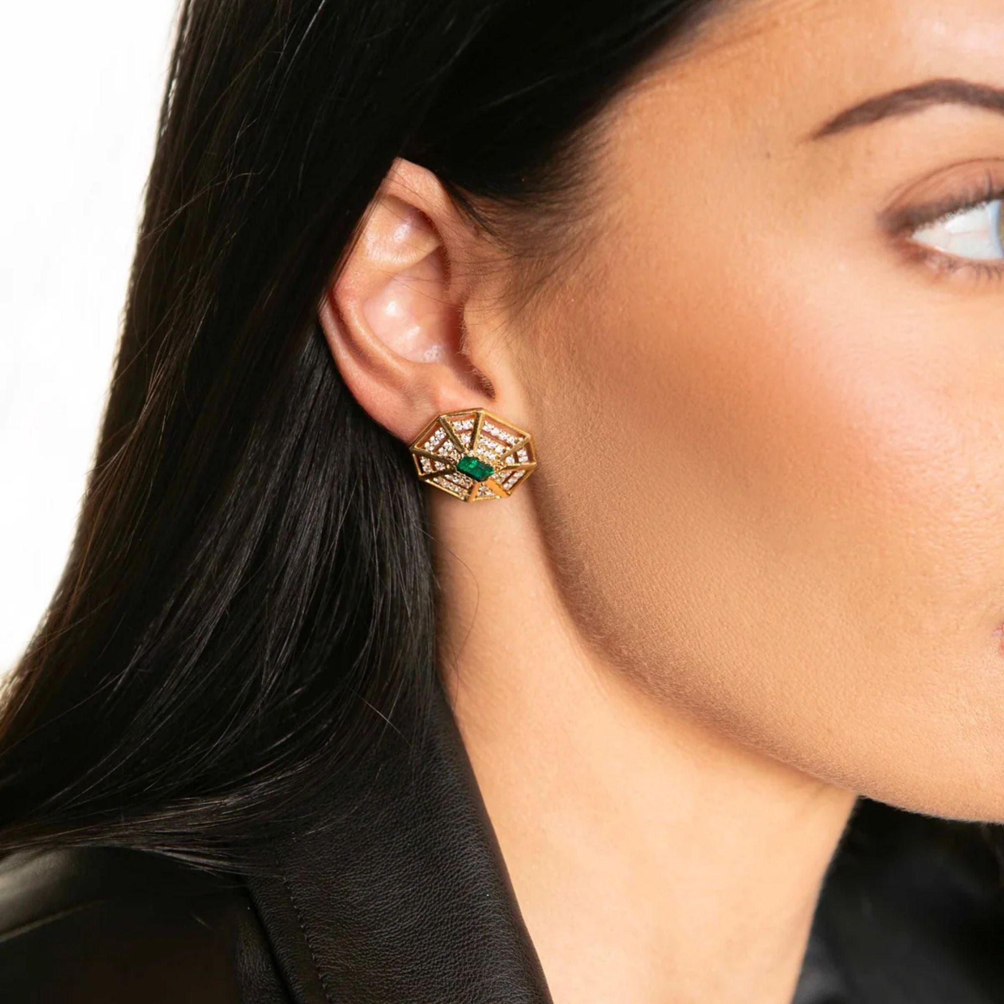 Emerald Web Earrings