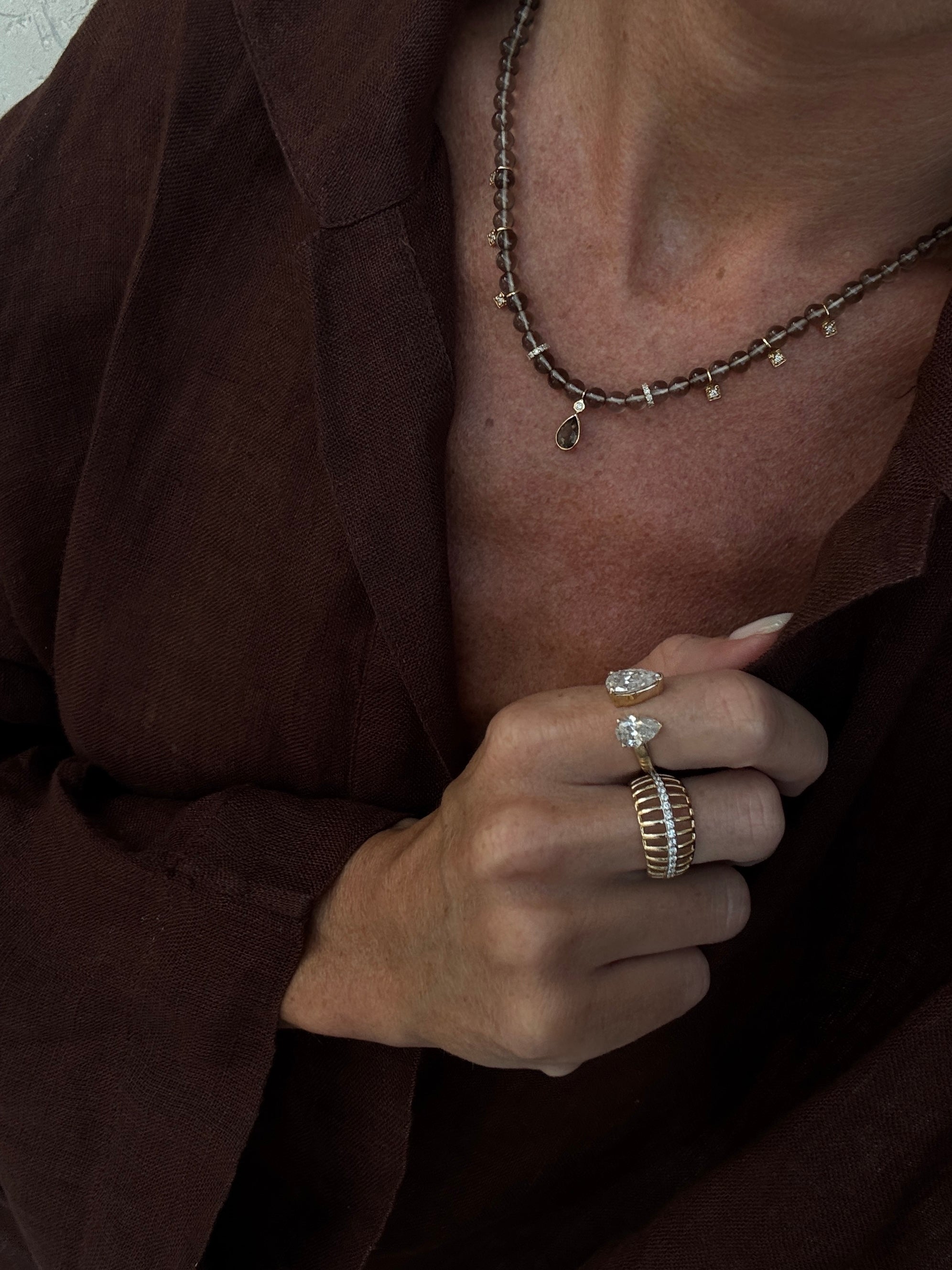 Smoky Quartz Beaded Necklace