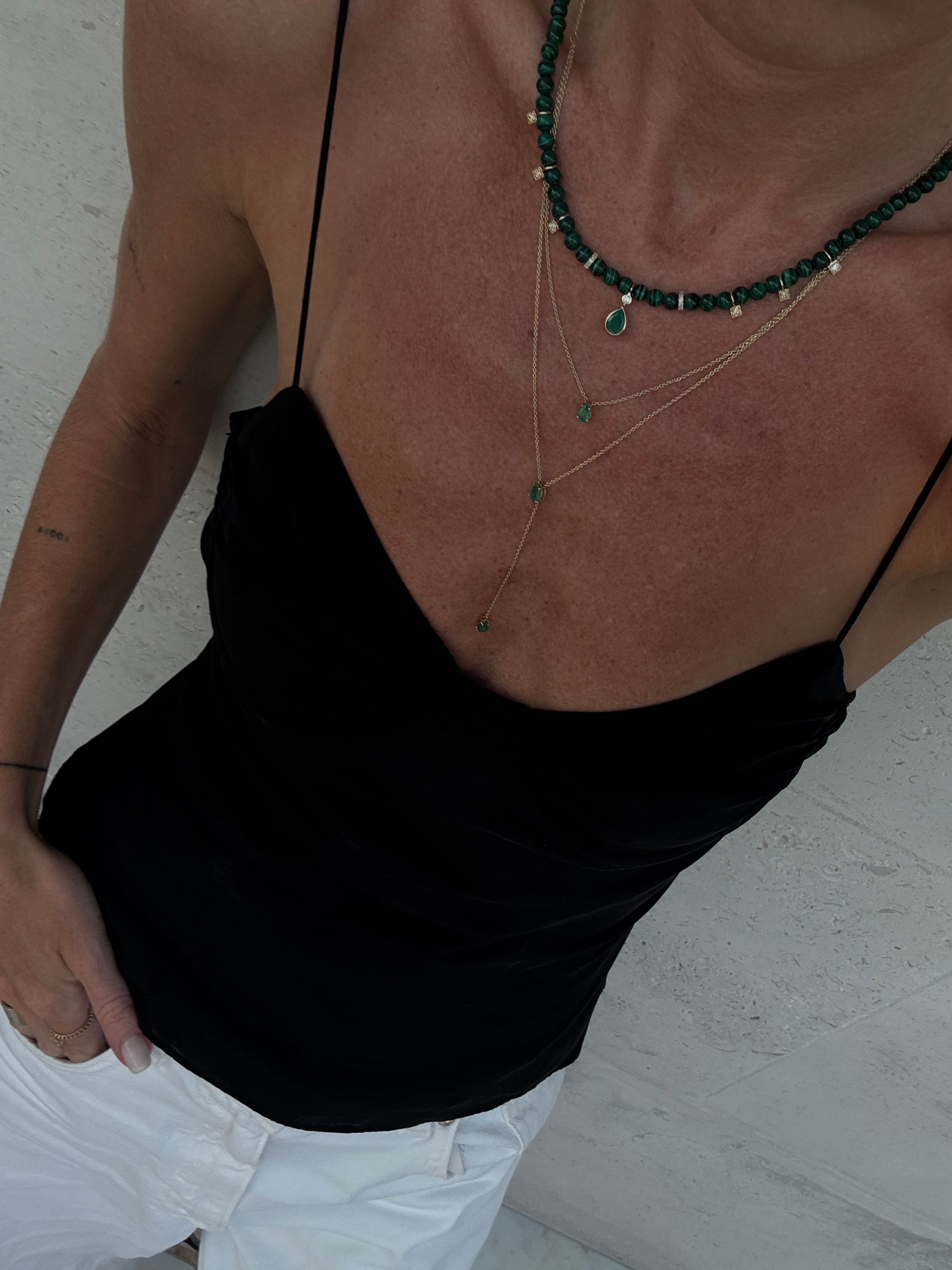 Emerald and Malachite Beaded Necklace