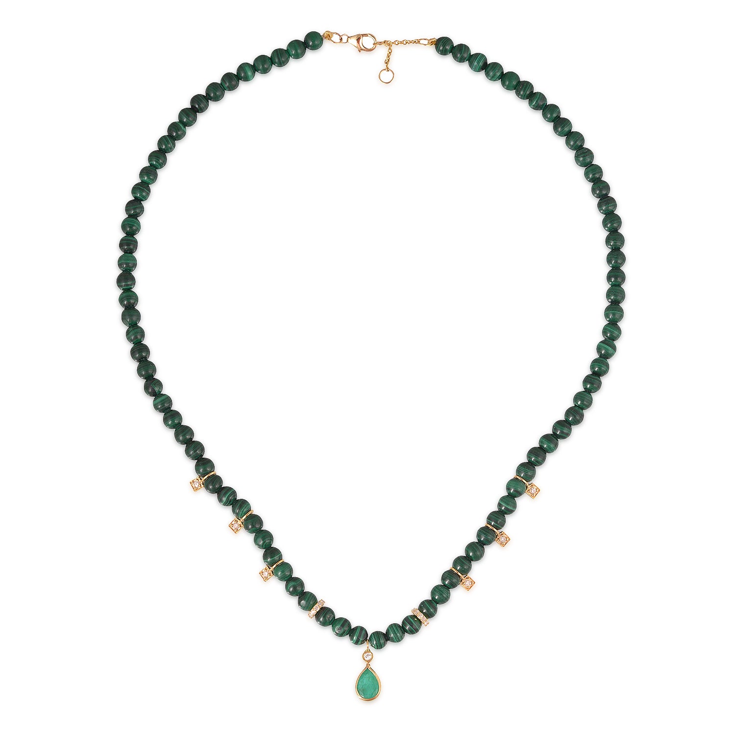 Emerald and Malachite Beaded Necklace